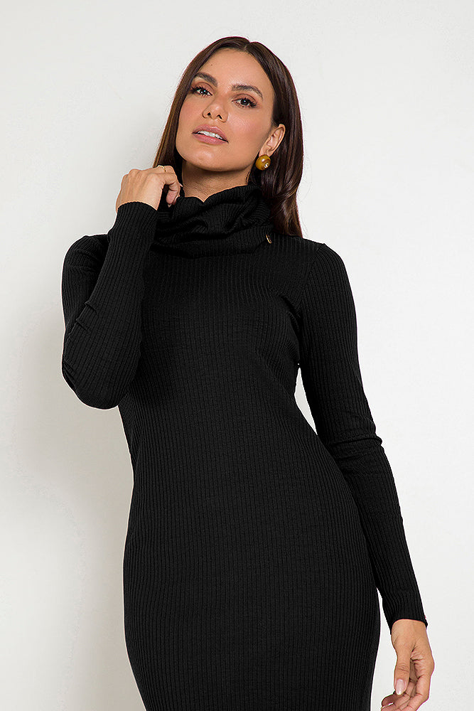 Long Sleeve Ribbed Knit Dress Valkiria