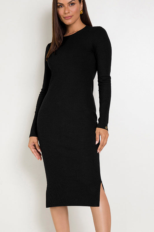 Long Sleeve Ribbed Knit Dress Valkiria