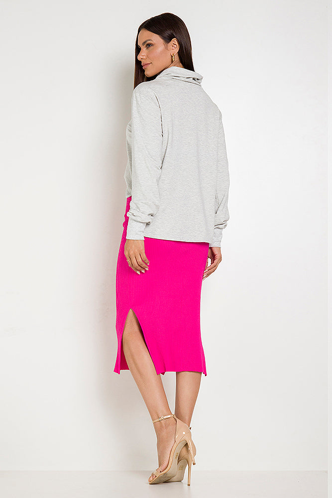 Pink Ribbed Knit Skirt – Ellen