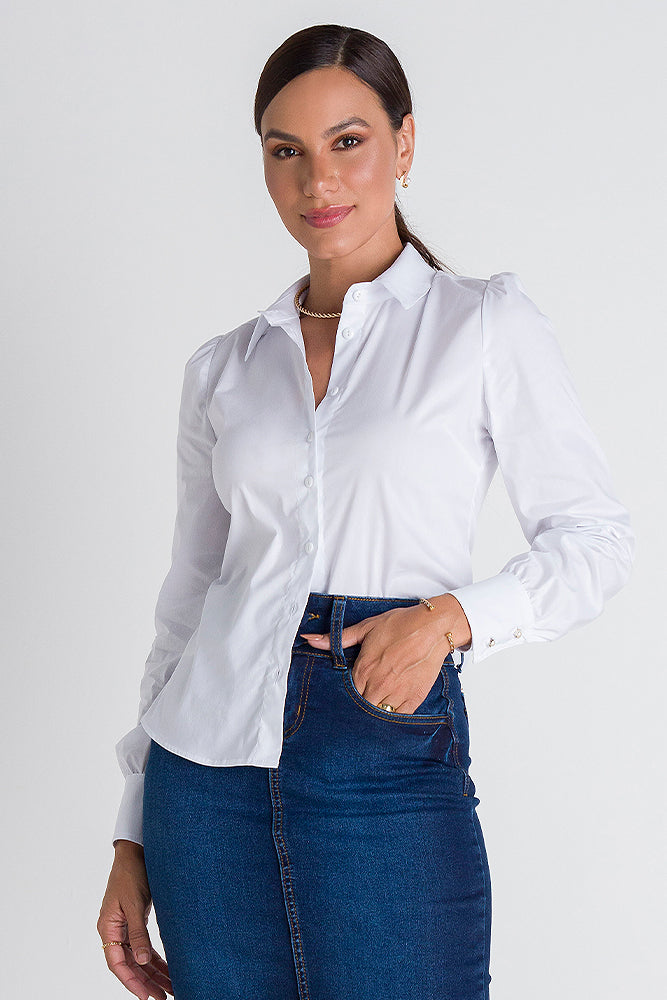 White Button-Front Shirt – Gabriela