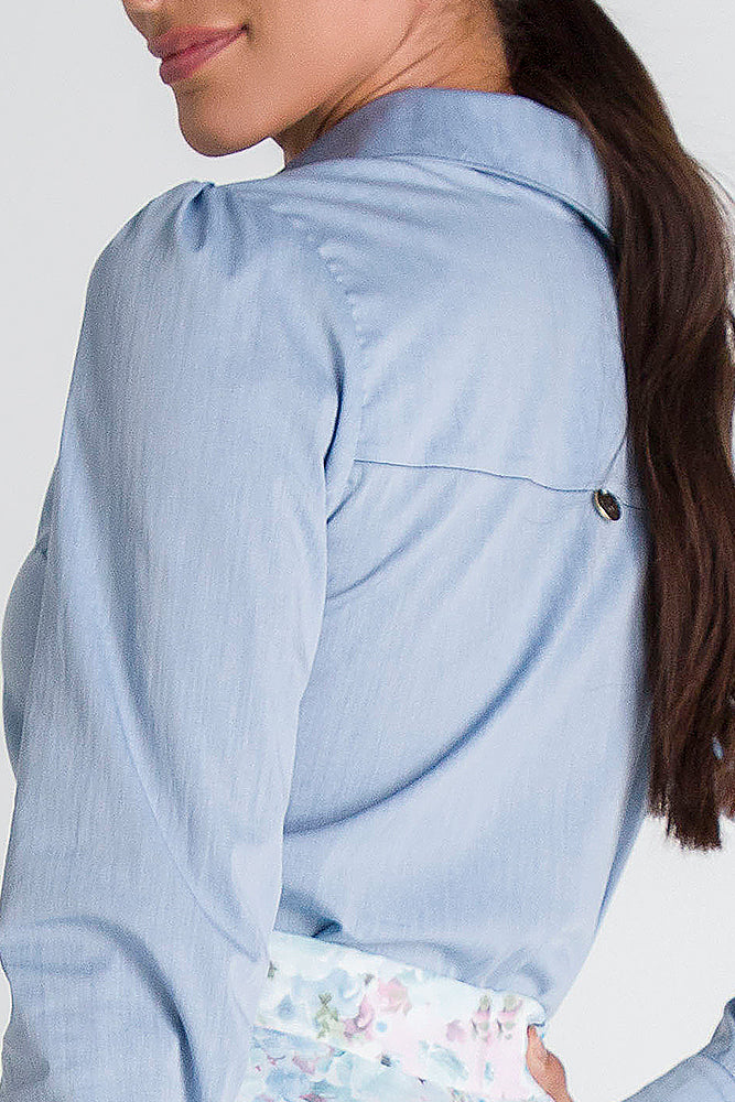 Denim Button-Front Shirt - Laiany - Laiany