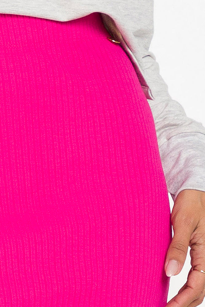Pink Ribbed Knit Skirt – Ellen